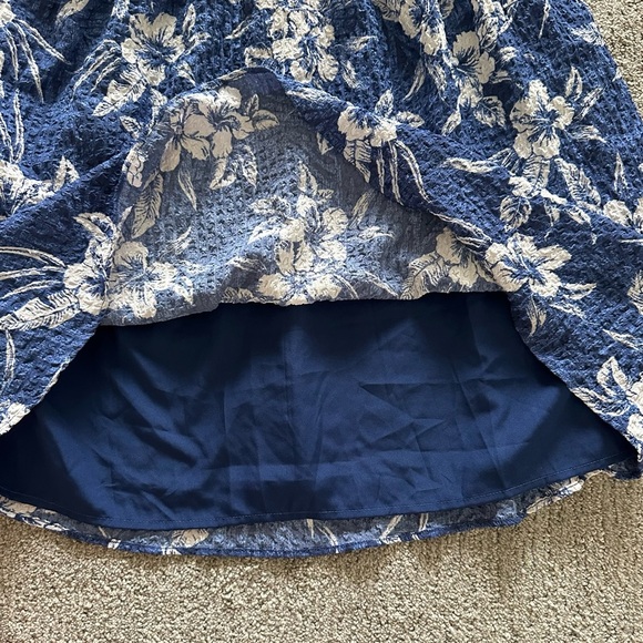 American Eagle Hawaiian Cut Out Back Crinkle Mini Dress Blue Large - Picture 4 of 7